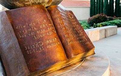 Bible verse on Grimm Hall globe