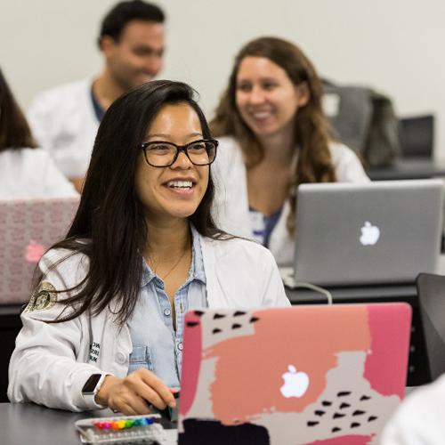 Nursing students on their computers